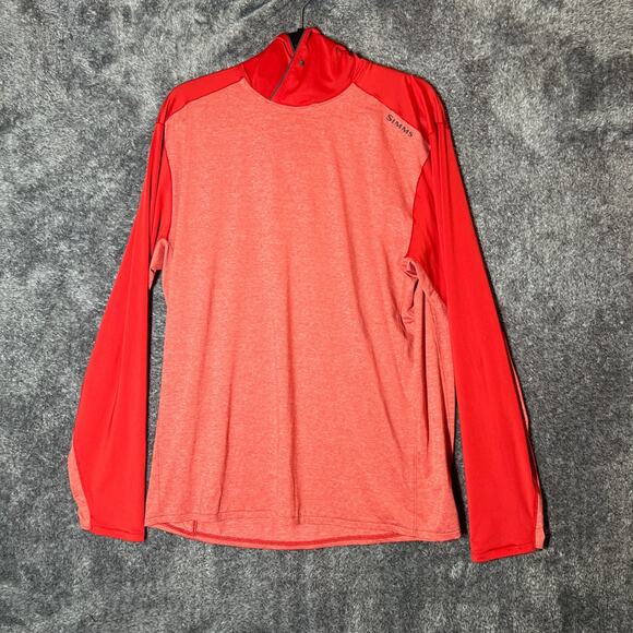 Simms SolarFlex Hoody Mens Large Red Featherweight Insect Shield Fishing Comfort - Picture 1 of 9